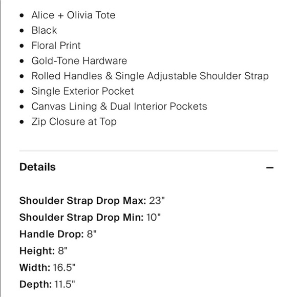 Alice + Olivia floral print canvas tote bag NWT - Picture 5 of 8